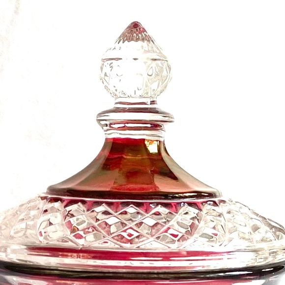 Westmoreland Apothecary Antique Vintage Jar Deep Ruby Red Flash Pressed Glass - Picture 2 of 6